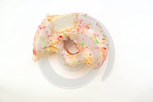 bitten donut on a white background