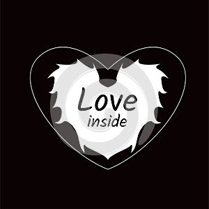 Bitten heart on a black background.