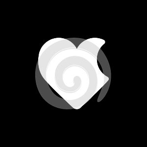 Bitten Heart vector icon. Black and white love illustration. Solid linear icon of heart.