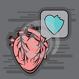 bitten heart. Vector illustration decorative design