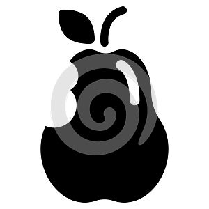 Bitten pear icon isolated on white background.