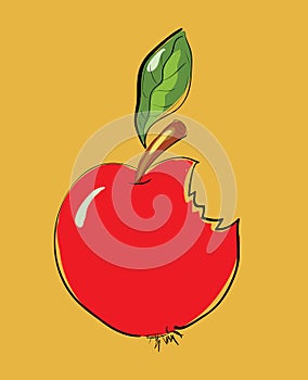 Bitten Red Apple Cartoon