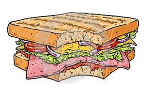 Bitten Sandwich logotype colorful detailed