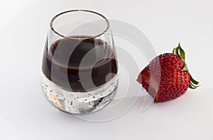 Bitten strawberry chocolate liqueur