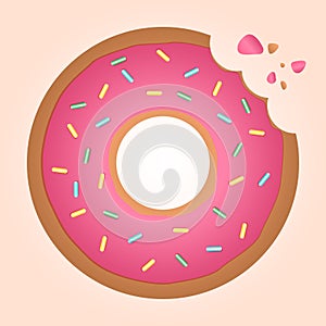 Bitten strawberry ring doughnut