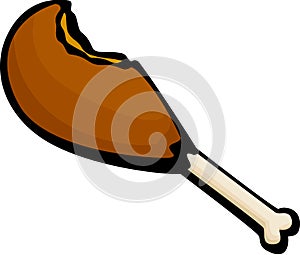 bitten turkey or chicken leg vector illustration