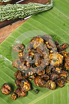 Bitter gourd fry a dish from Tamil Nadu