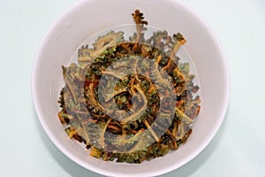 Bitter gourd fry or Karela fry, south Indian style, healthy food