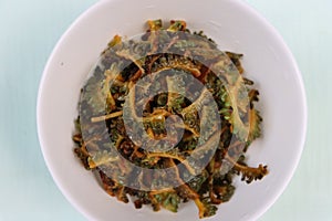 Bitter gourd fry or Karela fry, south Indian style, healthy food