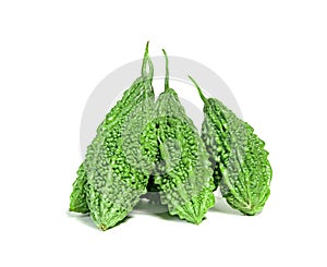 Bitter gourd or Bitter melon or Momordica charantia isolated on white background