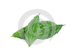 Bitter gourd pile on white background. vegetable herb Nourish the health body