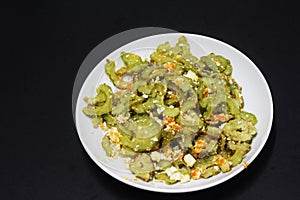 Bitter gourd stir fry with salted egg