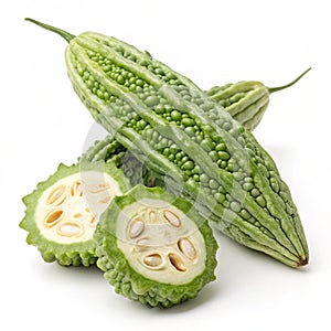 Bitter Melon (Bitter Gourd) isolated on white background photo