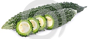 Bitter melon fruit isolated on white background