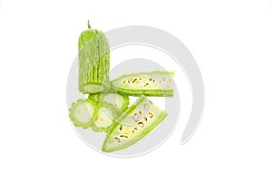 Bitter melon or slice bitter gourd with clipping path.