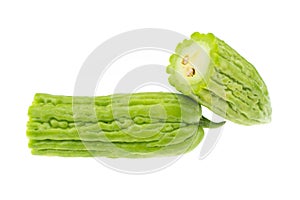 Bitter melon or slice bitter gourd with clipping path.