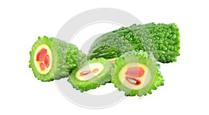 Bitter melons on white