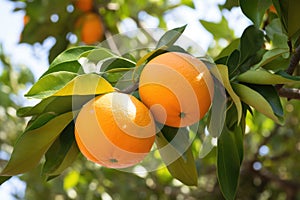 bitter orange fruit on a tree branch