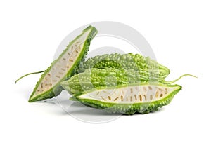 A bittermelon on white background.