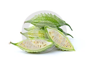 Bittermelon on white background