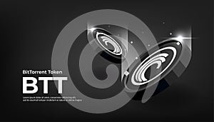 BitTorrent Token BTT coin crypto currency themed banner. BTT icon on modern black color background photo