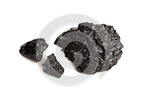 Bituminous coal isolated on white background photo