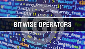 Bitwise operators concept illustration using code for developing programs and app. Bitwise operators website code with colorful