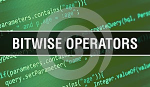 Bitwise operators concept with Random Parts of Program Code. Bitwise operators with Programming code abstract technology