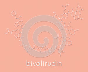 Bivalirudin anticoagulant drug molecule direct thrombin inhibitor. Skeletal formula. photo