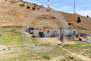 A bivouac in the Atlas mountains with a berber tent, Morocco.