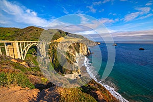 Bixby Bridge and Pacific Coast Highway in California