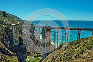 Bixby Bridge, on the Pacific Coast. Scenic California Highway 1