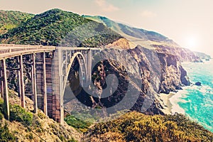 Bixby Creek Bridge on Highway 1 at the US West Coast