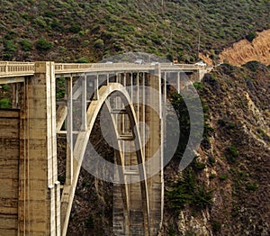 Bixby Creek Bridge on Highway namba 1 at the US West Coast traveling south to Los Angeles, Big Sur Area, California