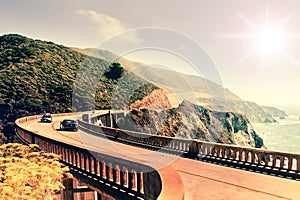 Bixby Creek Bridge on Highway 1 at the US West Coast, California photo