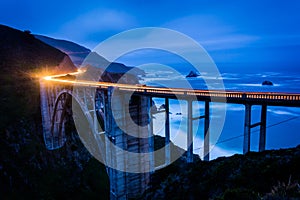 The Bixby Creek Bridge at night, in Big Sur photo