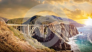 Bixby Creek bridge at the Pacific highway, California, USA