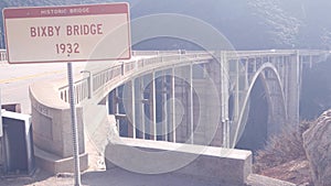 Bixby creek bridge road sign, pacific coast highway 1, Cabrillo road. California