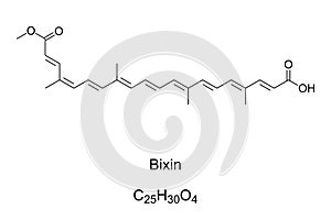 Bixin, cis- or alpha-Bixin, natural orange-red pigment, chemical formula photo