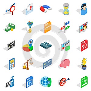 Biz icons set, isometric style