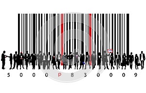 biz people and bar code