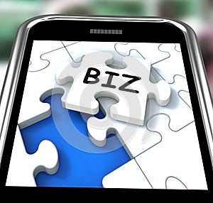 Biz Smartphone Means Internet Company Or Commerce