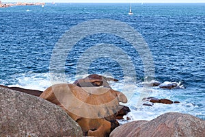 Bizarre boulders on the Pink Granite Coast in Brittany