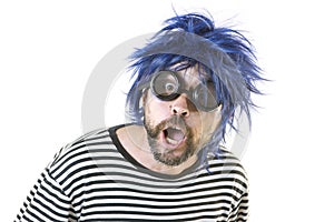 Bizarre Man Blue Hair photo