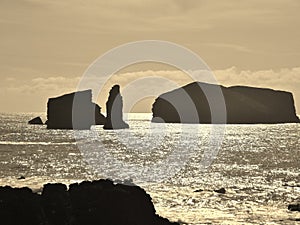 Bizarre rock formations on the coast of Sao Miguel, Azores.