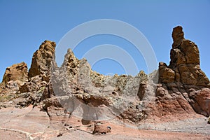 Bizarre rock formations in El Teide National Park on Tenerife, Spain photo
