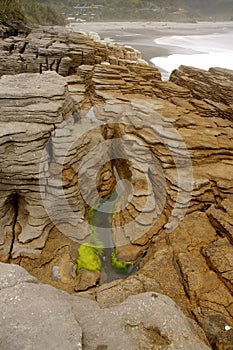 Bizarre rock formed by erosion Punakaiki, New Zealand South Island