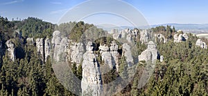 Bizarre rocks in Bohemian Paradise - panorama