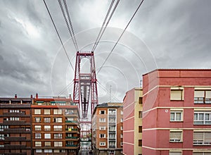 Bizkaia suspension bridge between buildings