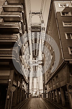 The Bizkaia suspension transporter bridge in Portugalete, Spain